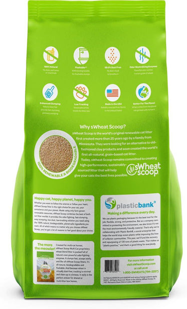 sWheat Scoop Multi-Cat All Natural Wheat Superior Fast Clumping Cat Litter - 5.44KG